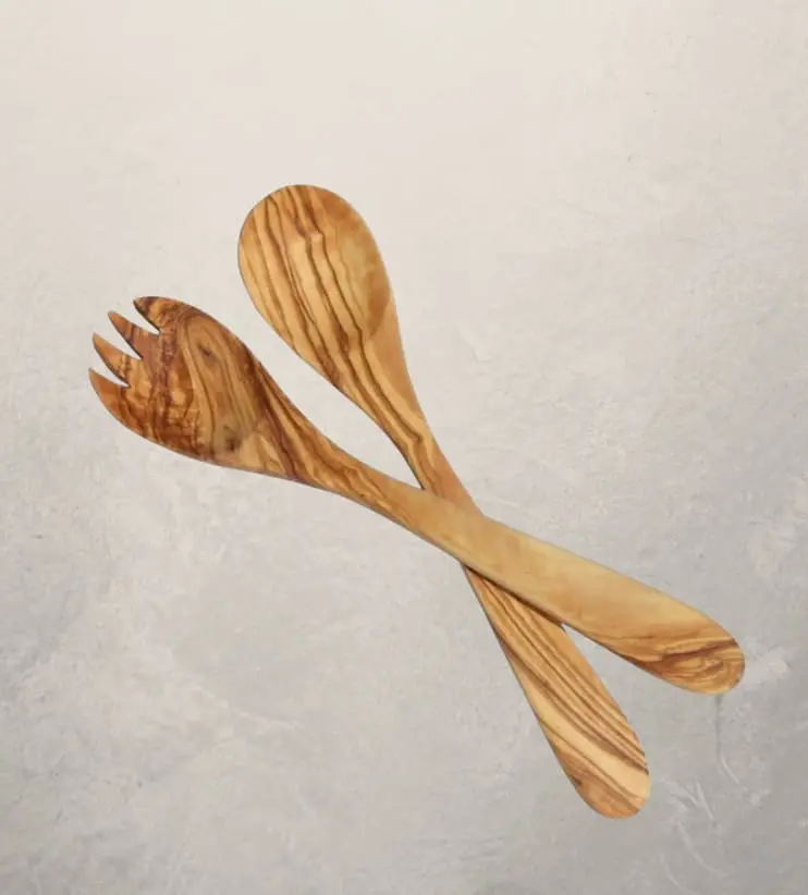 12-Inch Olive Wood Salad Server Pair 1