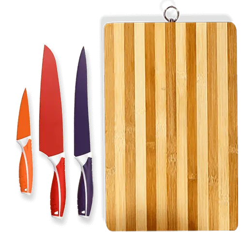 3-Piece Chef’S Knife Set With Integrated Chopping Board 1