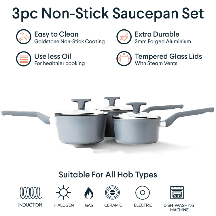 3-Piece Non-Stick Saucepan Set – Professional Grade 1
