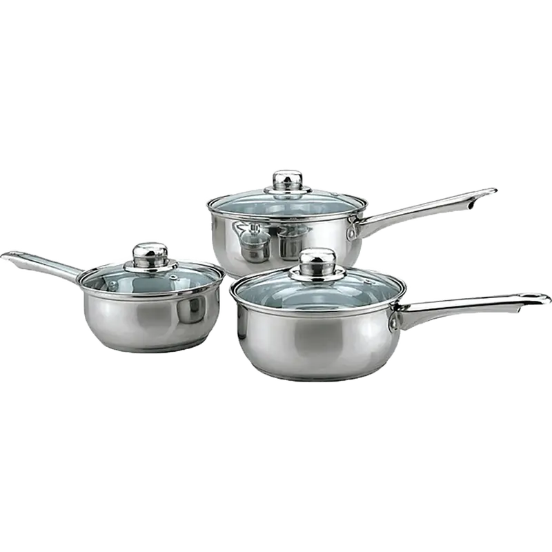 3-Piece Polished Stainless Steel Saucepan Set 1