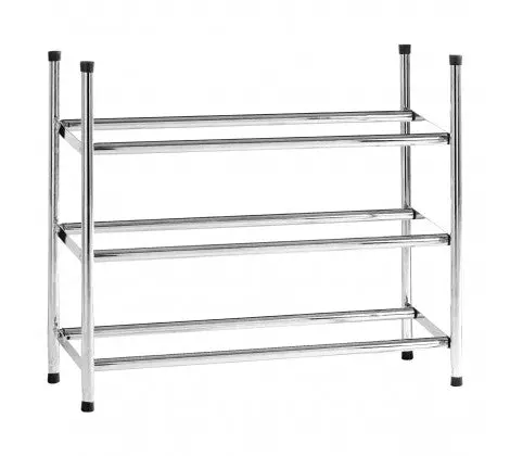 3-Tier Chrome Shoe Rack For Small Spaces 1