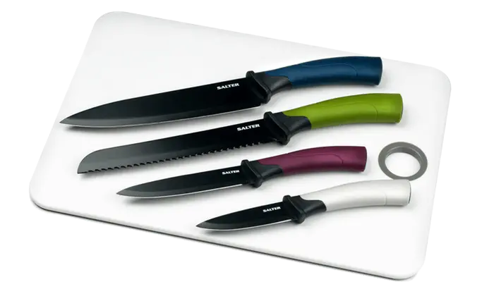 4-Piece Chef Knife Set With Bamboo Chopping Board 1