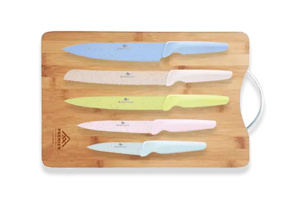 5-Piece Knife Set With Acacia Chopping Board 1