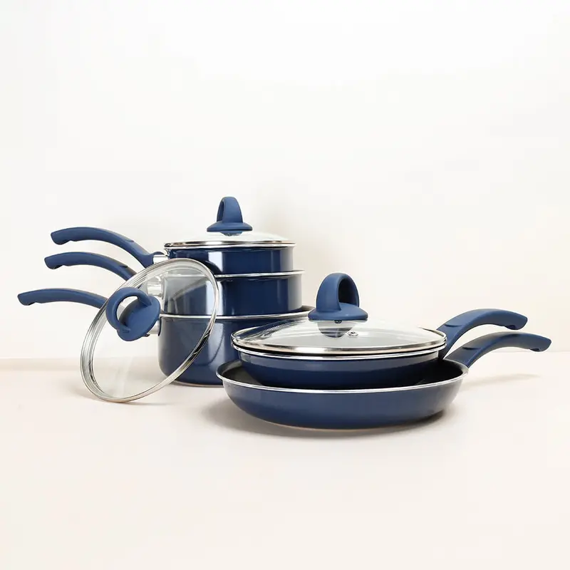 5-Piece Nonstick Pan Set – Country Blue Finish 1