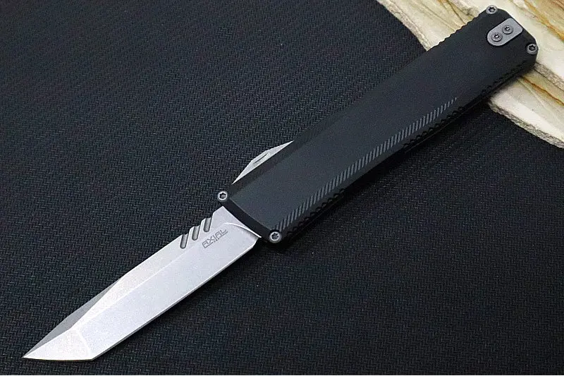 Axial Shift V3 Otf Automatic Knife – Matte Black Anodized Aluminum Frame, Black Hardware, Stonewashed Tanto Blade In Cpm-Magnacut 1