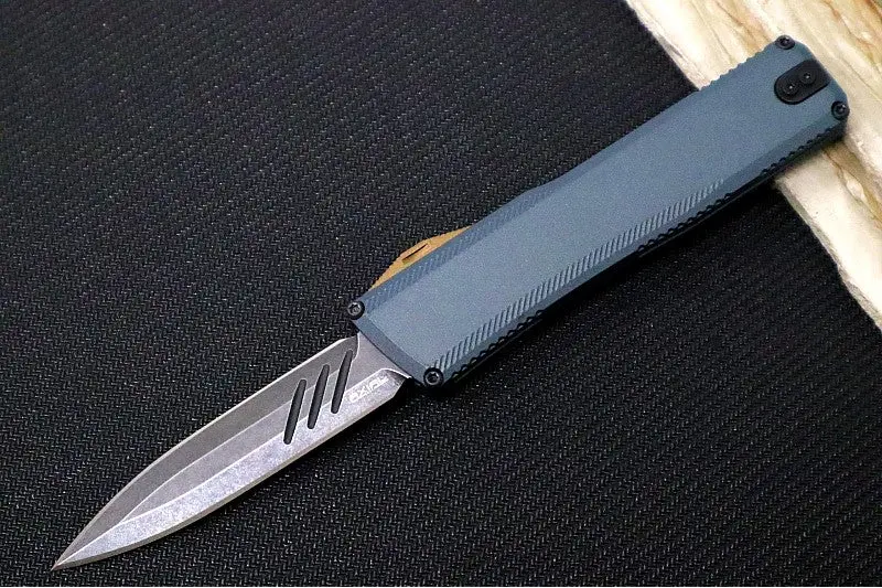 Axial Shift V3 Otf Automatic – Navy Anodized Aluminum Handle, Bronzed Accents, Blackwashed Dagger Blade, Cpm-Magnacut Steel 1