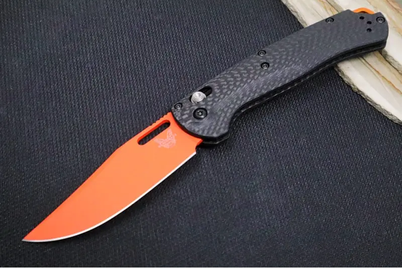 Benchmade 15535Or-01 Taggedout Folder: Cpm-Magnacut Clip Point Blade With Orange Cerakote, Black Carbon Fiber Handle 1
