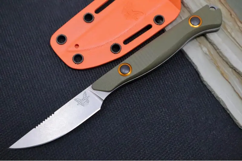 Benchmade 15700-01 Flyway Knife: Straight Back Cpm-S90V Blade, Od Green G-10 Scales, Orange Anodized Accents 1