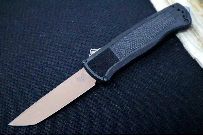 Benchmade 5370Fe Shootout Otf Knife – Flat Earth-Coated Tanto Blade With Black Cf-Elite Handle 1