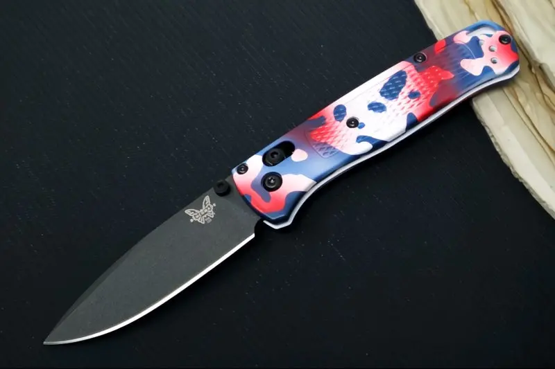 Benchmade Bugout 535Bk-08 Custom 'American Camo' Edc Folder – Cpm-S30V Drop Point Blade, Cobalt Black Cerakote, Textured Grivory Handle 1