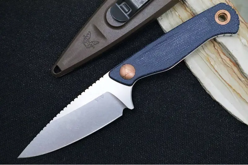Benchmade Dacian 203 Pocket Fixed Blade – Stonewashed Cpm-Magnacut & Denim Micarta 1
