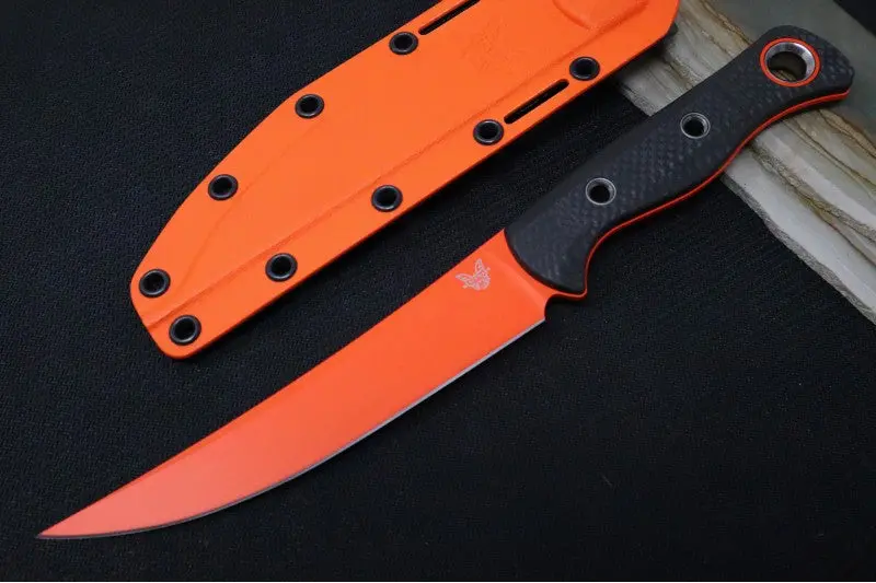 Benchmade Meatcrafter 15500Or-2 – Cpm-S45Vn Steel, Carbon Fiber Handle, Orange Trailing-Point Blade 1