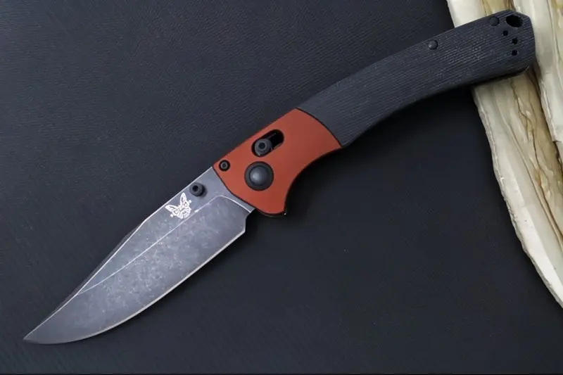 Benchmade Mini Crooked River Folder With Burnt Copper Aluminum Frame, Black Micarta, And Dlc-Coated Cpm-Magnacut Blade 1