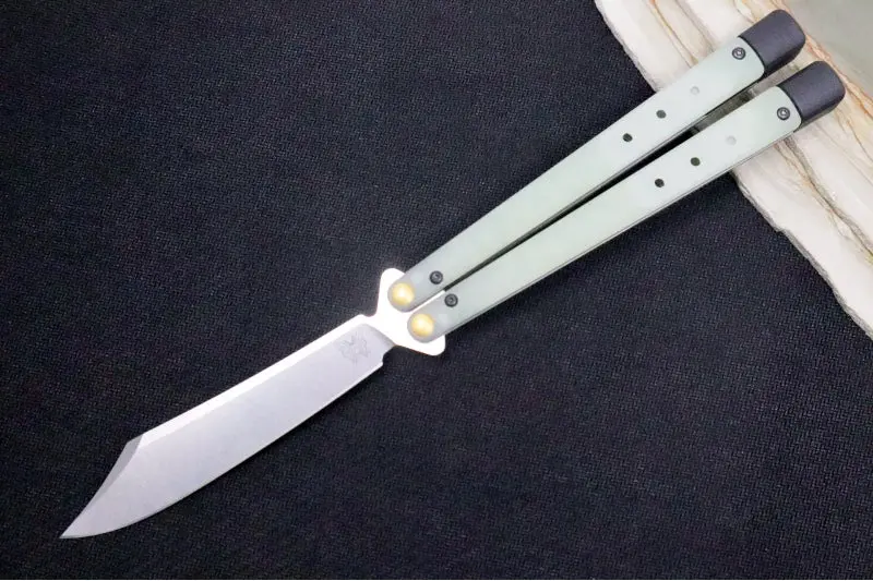 Benchmade Necron 99 Balisong Knife – Cpm-S30V Steel, Scimitar Blade, Jade G-10 Handle, Removable Tungsten Weights 1