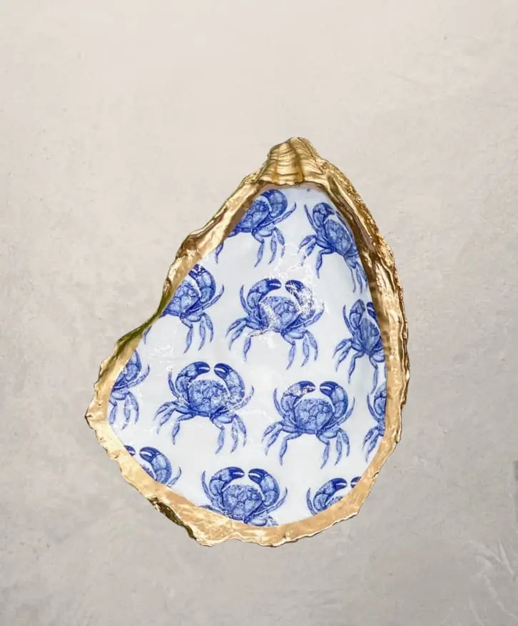 Blue Crab Motif Oyster Shell Trinket Dish 1