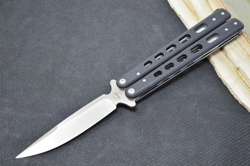 Boker Balisong – Large D2 Blade, Black G-10 Butterfly Knife Handles 1