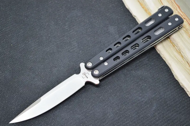 Boker Balisong Tactical – Compact D2 Blade, Black G-10 Handles 1