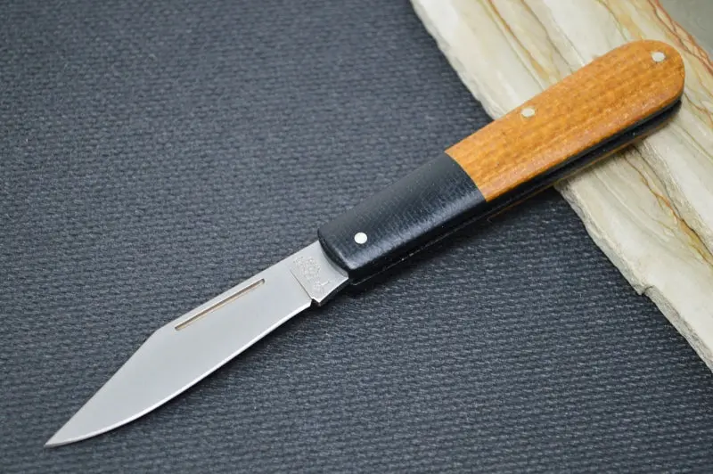 Boker Barlow Integral Folding Knife – Burlap Micarta Handle, Stainless Steel Blade 1