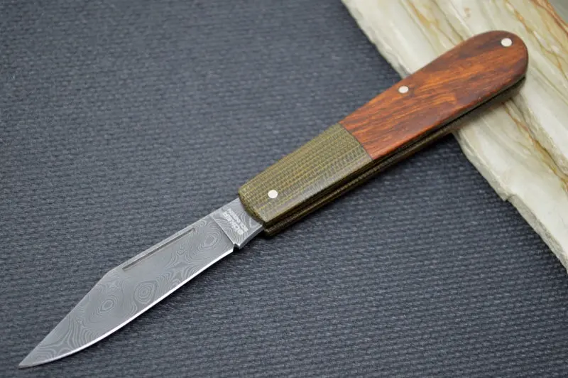 Boker Barlow Integral Folding Knife – Leopard Damascus Blade, Desert Ironwood Handle 1