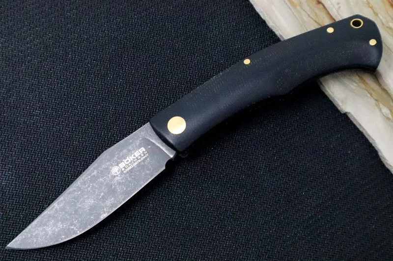 Boker Boxer Edc Black Flipper: Stonewash M390 Blade And Black Micarta Scales 1