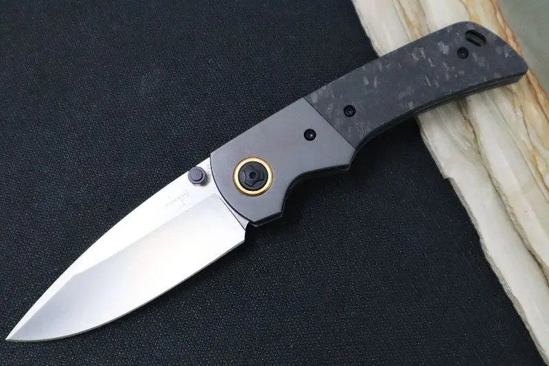 Boker Plus Gulo Pro Folding Knife: D2 Drop Point Blade, Black Marbled Carbon Fiber & Titanium Bolsters (01Bo177) 1