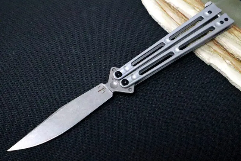 Boker Plus Papillon Balisong – D2 Steel Clip Point Blade, Stainless Steel Handle (06Ex111) 1