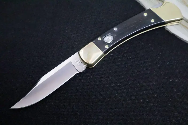 Buck 110 Hunter Auto – Plain Blade With Premium Ebony Wood Handle 1