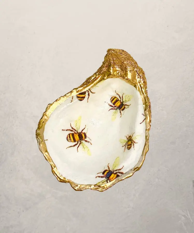 Busy Bee Decorative Oyster Shell Trinket Dish 1