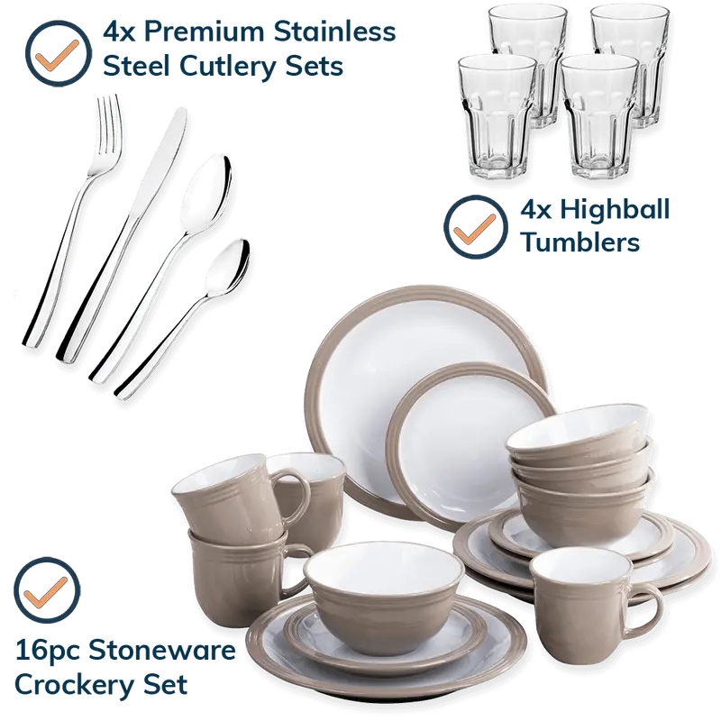 Camden Collection: 4-Person Stoneware Dinnerware Set 1