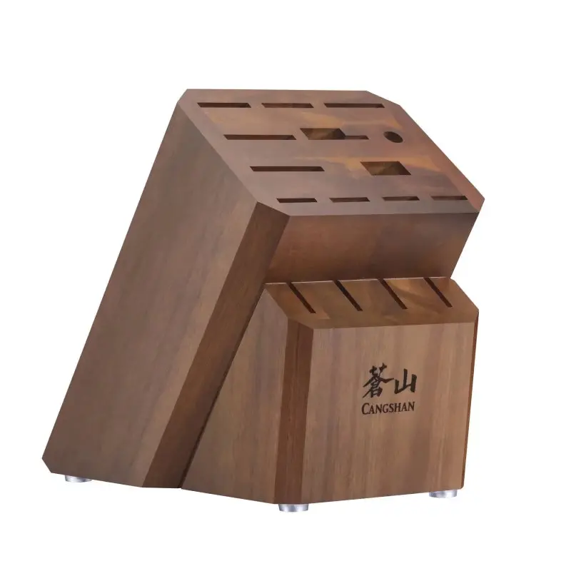 Cangshan 16-Slot Flat-Top Acacia Knife Block – Natural Wood Countertop Organizer (Model 505552) 1