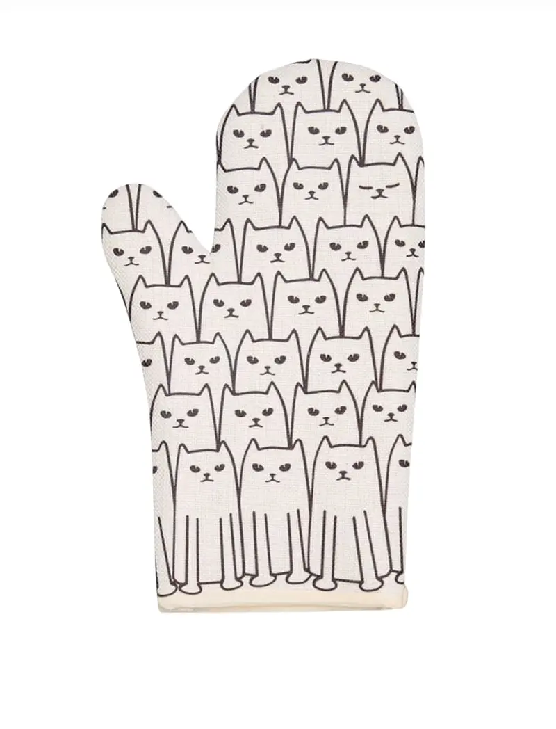 Cat-Print Cotton Oven Mitt – Heat-Resistant Kitchen Safety Glove 1