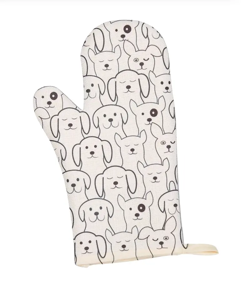 Dog-Print Cotton Oven Mitt – Stylish, Protective Cooking Accessory 1