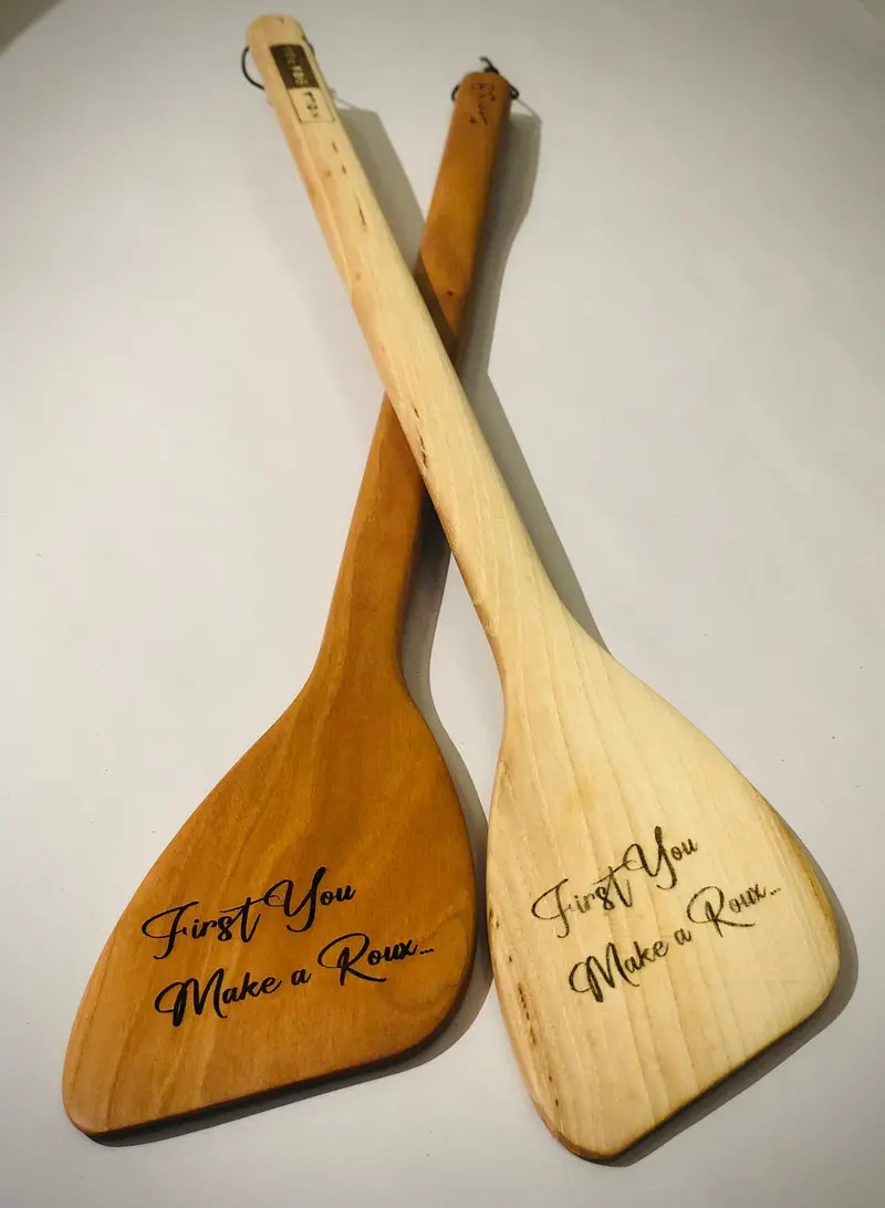 'First You Make A Roux' Engraved Hardwood Roux Spoon 1