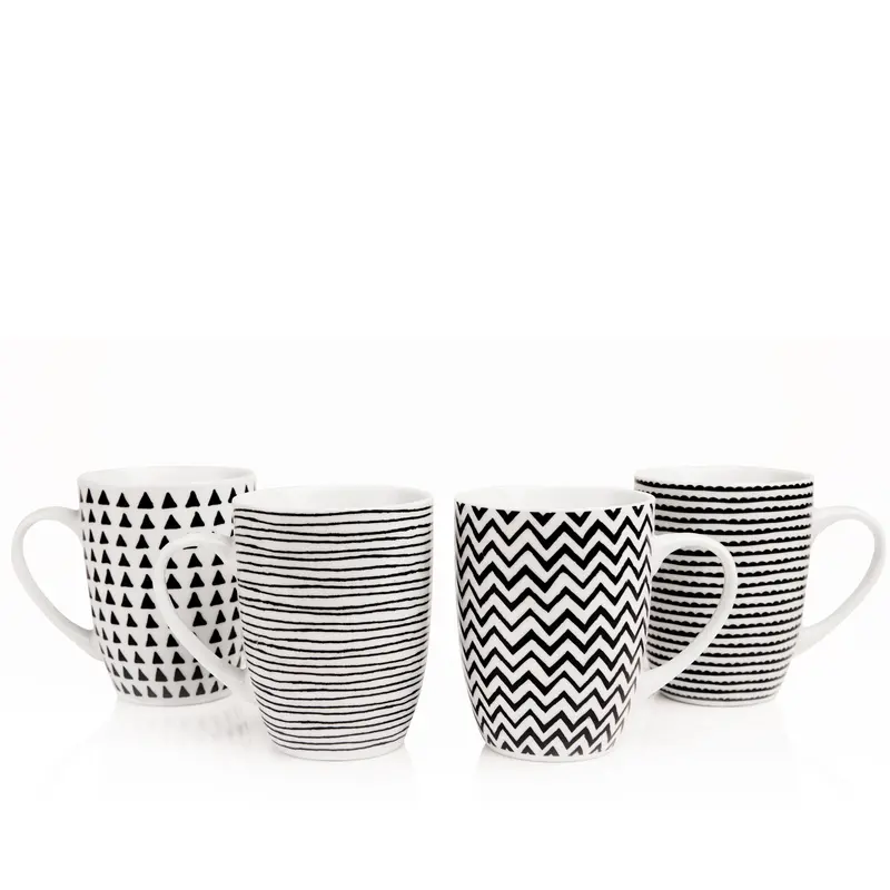 Geometric Sketch-Themed Mug Collection (4-Pack) 1