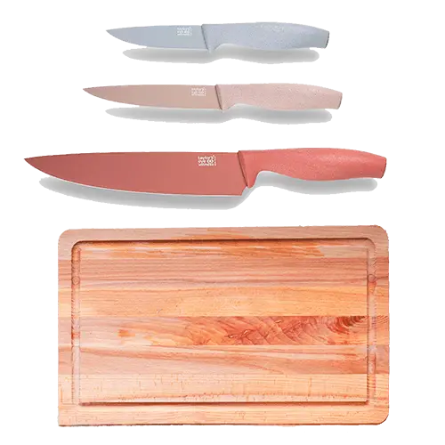 Greenwich Nature 3-Piece Knife Set + Solid Wood Chopping Board 1