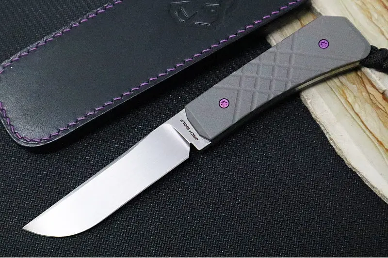 Jack Wolf Knives Pioneer – Titanium Cross-Hatch Handle, Cpm-S90V Drop Point, Satin Finish 1
