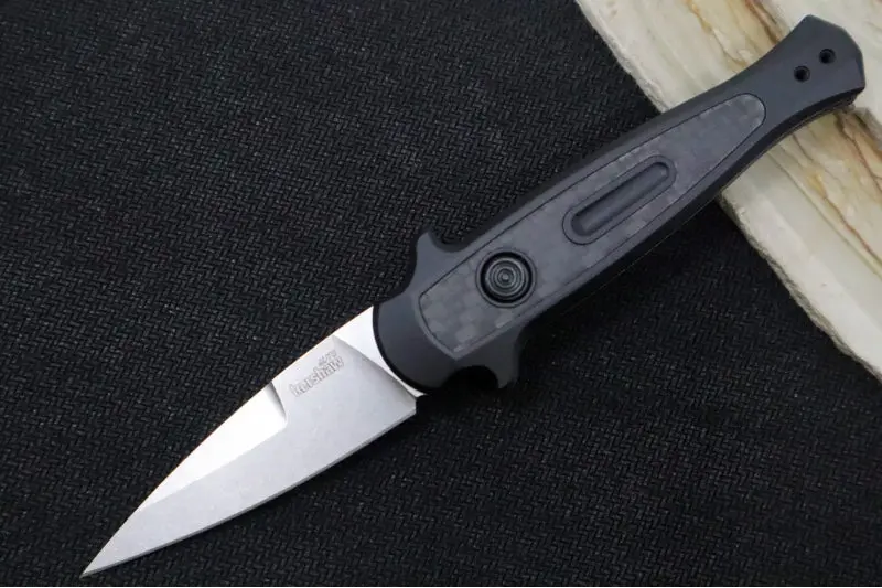 Kershaw Launch 7125 Auto-Deploying Knife: Stonewashed 154Cm Blade, Black Aluminum Frame, And Carbon Fiber Accents 1