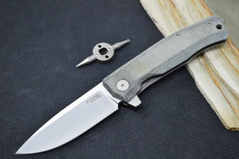 Lionsteel Myto Flipper Mt01Cvb – M390 Steel, Satin Drop Point, Black Canvas Micarta Handle 1