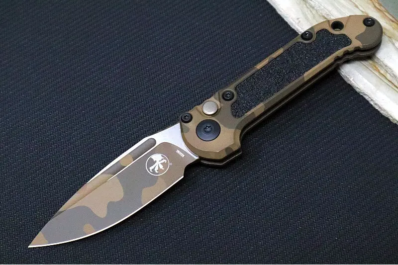 Microtech L.U.D.T. Gen Iii Signature Knife – Badlands Camo Aluminum Handle, Textured Inlay, Clip Point Blade, Black Hardware 1
