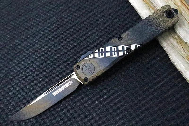 Microtech Ultratech Signature Series Wookie Gen Iv Otf Knife – Brown Cerakote Drop Point Blade, Cerakoted Aluminum Handle (Model 11214-1Wk) 1