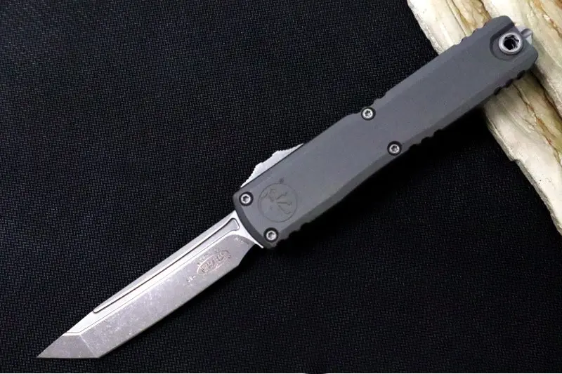 Microtech Ultratech Zbp Otf Automatic Knife – Apocalyptic Finish, Tanto Blade, Clear Anodized Aluminum Handle 1