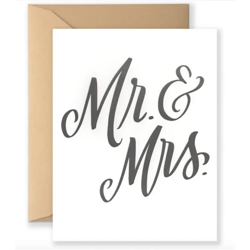 'Mr. & Mrs.' Wedding Greeting Card – Classic Typography Style 1
