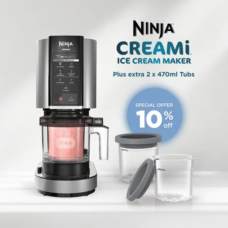 Ninja Creami Ice Cream Maker W/ Bonus 2×470Ml Freezer Tubs 1