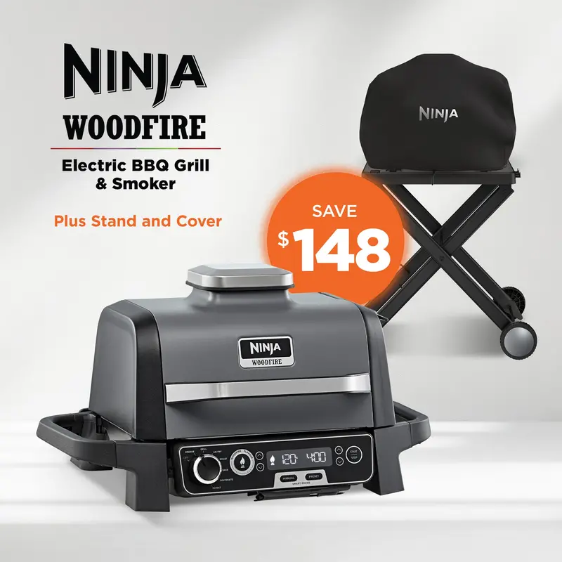 Ninja Woodfire Electric Bbq Grill & Smoker With Protective Cover & Stand 1