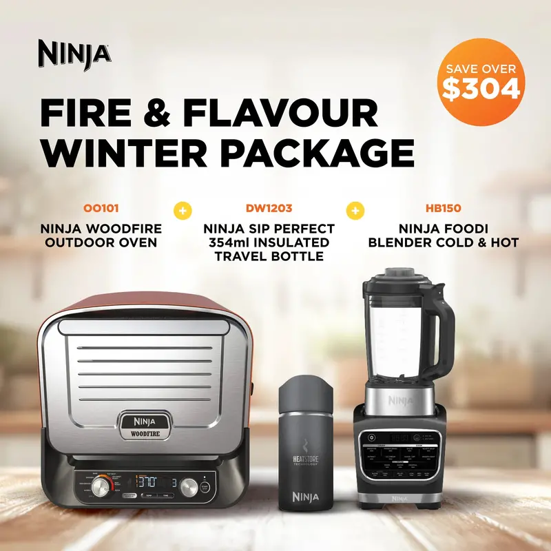 Ninja Woodfire Outdoor Oven + Foodi Blender + Sip Perfect Travel Bottle Set 1