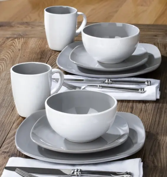 Nova Grey Stoneware Dinner Set For 4 People 1
