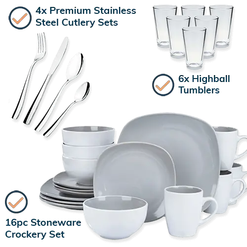 Nova Stoneware Dinnerware Set – 4-Person Ceramic Tableware Collection 1