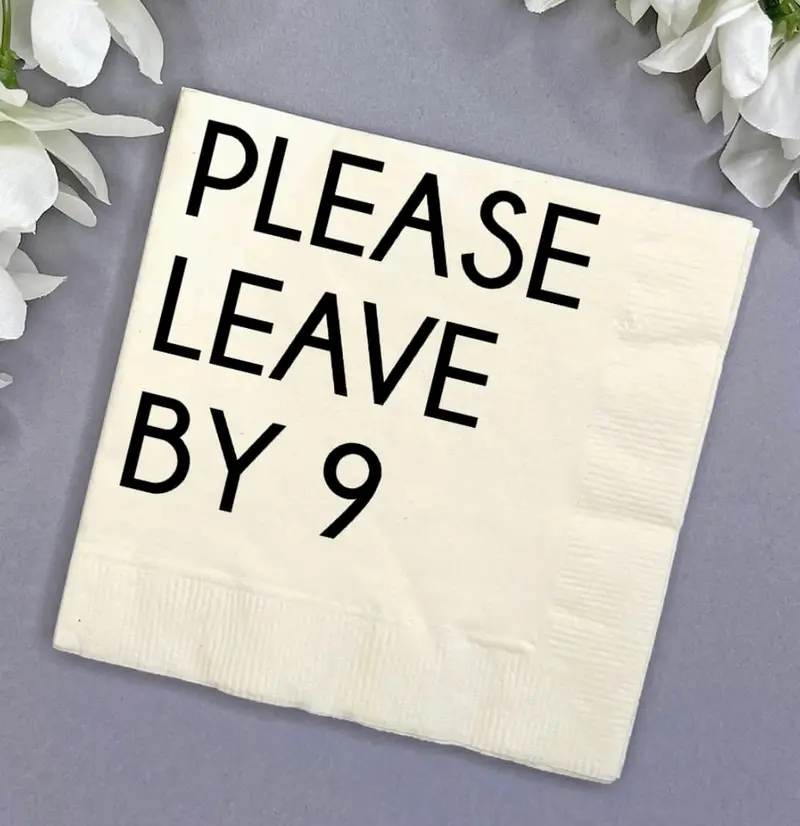 'Please Leave By 9 Pm' Cocktail Napkin Set 1