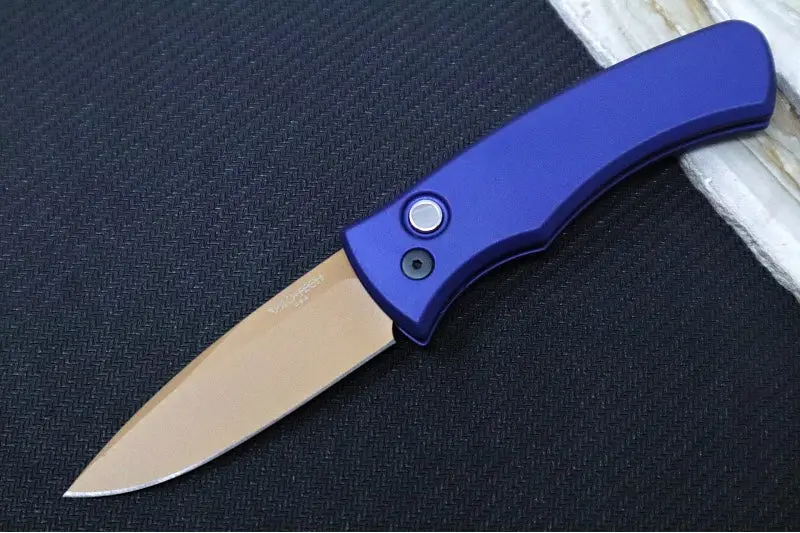 Pro Tech Duke 2 Auto Limited Heritage Edition With Tan Pvd Cpm-Magnacut Blade And Navy Blue Anodized Handle 1