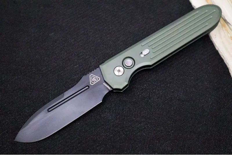 Pro-Tech Pdw Invictus Auto – Od Green Anodized Handle, Black Dlc-Coated Cpm-Magnacut Blade, Black Lip Pearl Push Button (1805-Green) 1